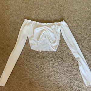 White Long Sleeve Crop Top